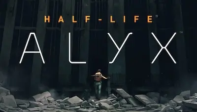 Immersive first-person VR gameplay in Half-Life: Alyx showing realistic hand and object interaction