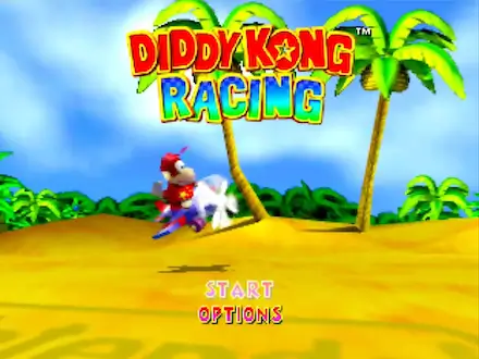 Diddy Kong Racing title screen – N64 multiplayer racing adventure