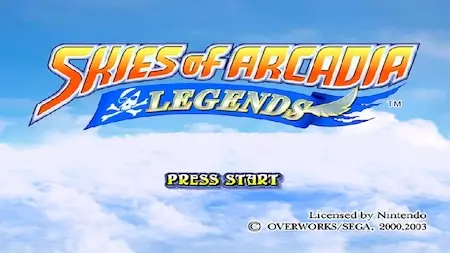 Title screen from Skies of Arcadia Legends on Nintendo GameCube..