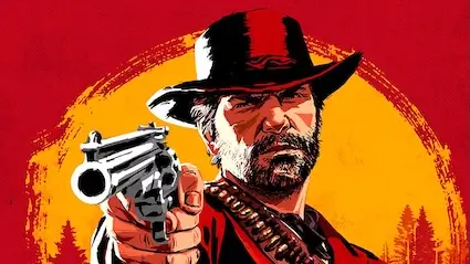 Arthur Morgan riding horseback through the wilderness, torn between loyalty and morality in Red Dead Redemption 2