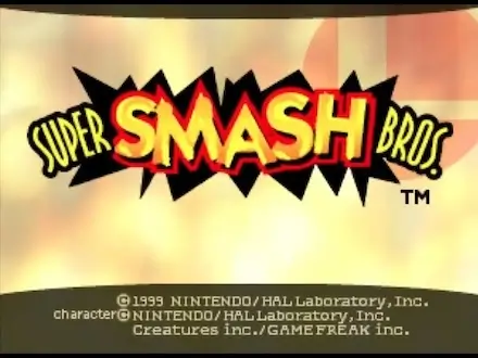 Super Smash Bros N64 title screen – classic 4-player fighting game