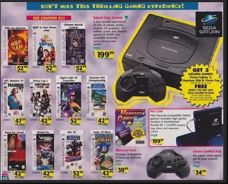 Sega Saturn advertisement – Sega’s 1995 console launch competing with Sony PlayStation